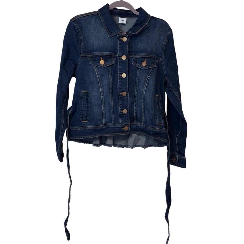 CAbi Dark Blue Denim Jacket with Tie Details